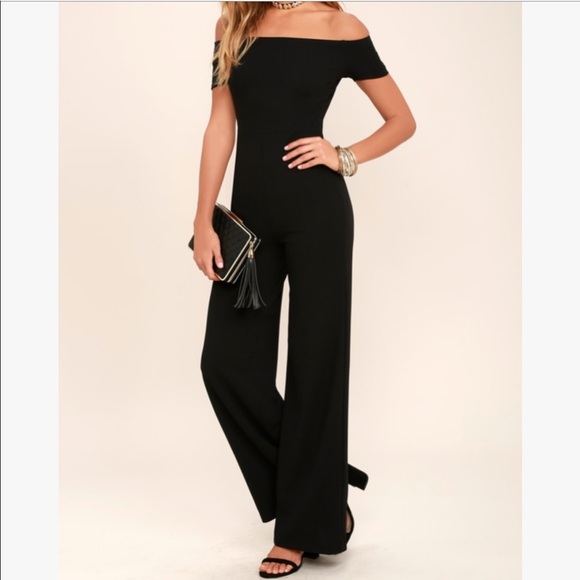 Lulus Dresses & Skirts - ALLEYOOP BLACK OFF-THE-SHOULDER JUMPSUIT
